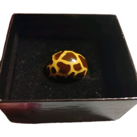 Joan Rivers Animal Print Enamel Ring Size 7 Signed New In Box Gold Tone - Picture 2 of 4